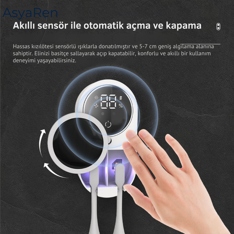 Asyaren Duvara monte Mini şarj edilebilir çift Uv diş fırçası sterilizatörü